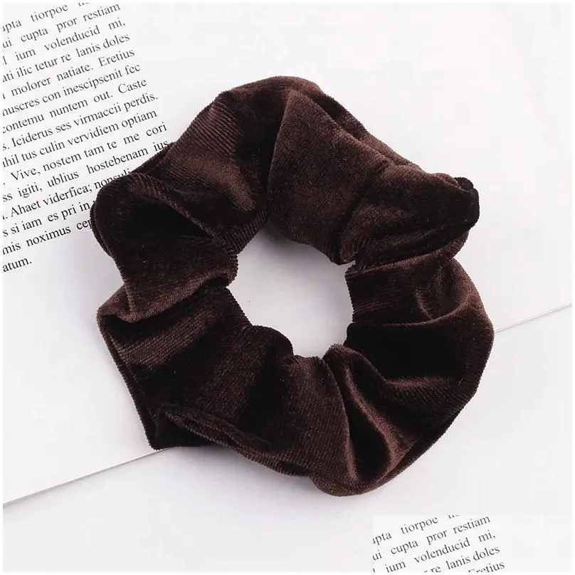 Hair Accessories Winter Candy Color Ribbon Hair Rope Women Veet Scrunchie Rubber Band Soft Warm Elastic Bands Christmas Gifts Accessor Dhbcy