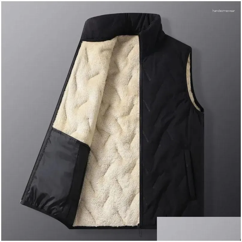 Men`S Vests Mens Vests Winter Warm Coats Men Thickened Stand Collar Down Vest Oversized Jackets Puffer Sleeveless Zipper Coat Jacket D Dhfyo