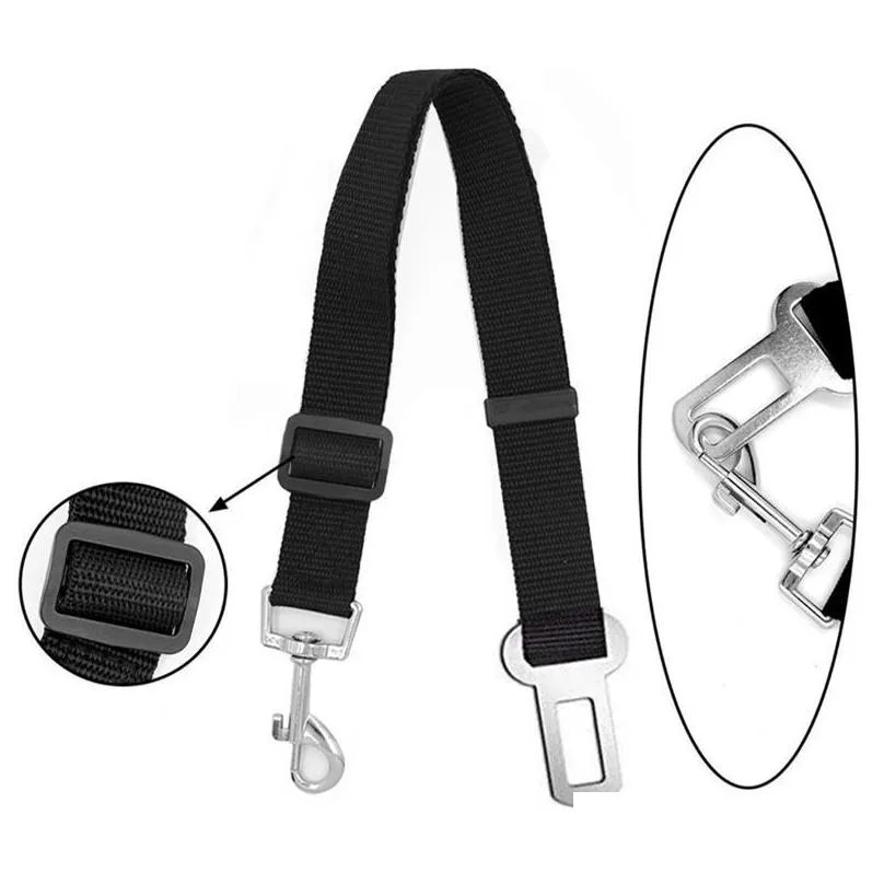 Dog Collars & Leashes Adjustable Dog Car Seat Belt Safety Protector Travel Pets Accessories Leash Breakaway Drop Delivery Home Garden Dh7Og