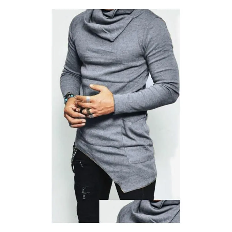 Men`S Sweaters Mens High-Necked Sweaters Irregar Design Top Male Solid Color Casual Sweater Plover Drop Delivery Apparel Men`S Clothi Dhang