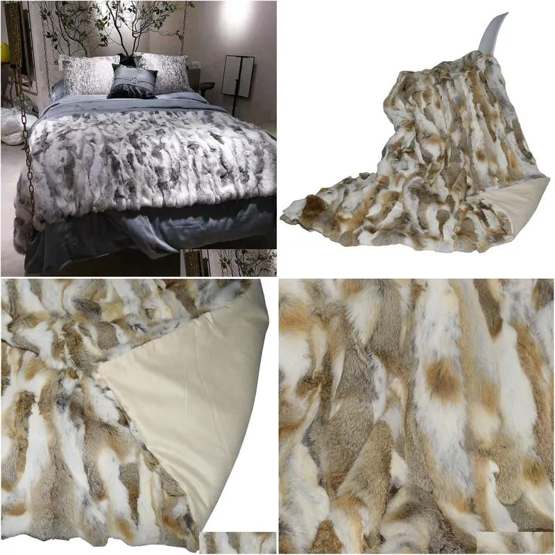 Blanket Ms.Softex Natural Work Real Throw Factory Oem Pillows Soft Rabbit Fur 201 Drop Delivery Home Garden Home Textiles Dhi1G