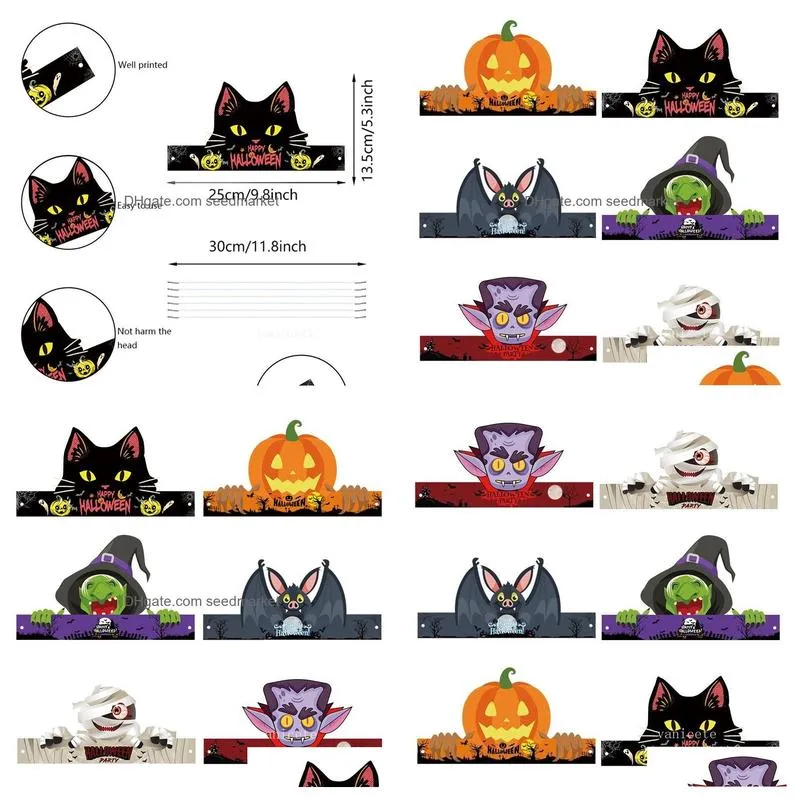 halloween decoration headband paper hat halloween children party decoration props lt549