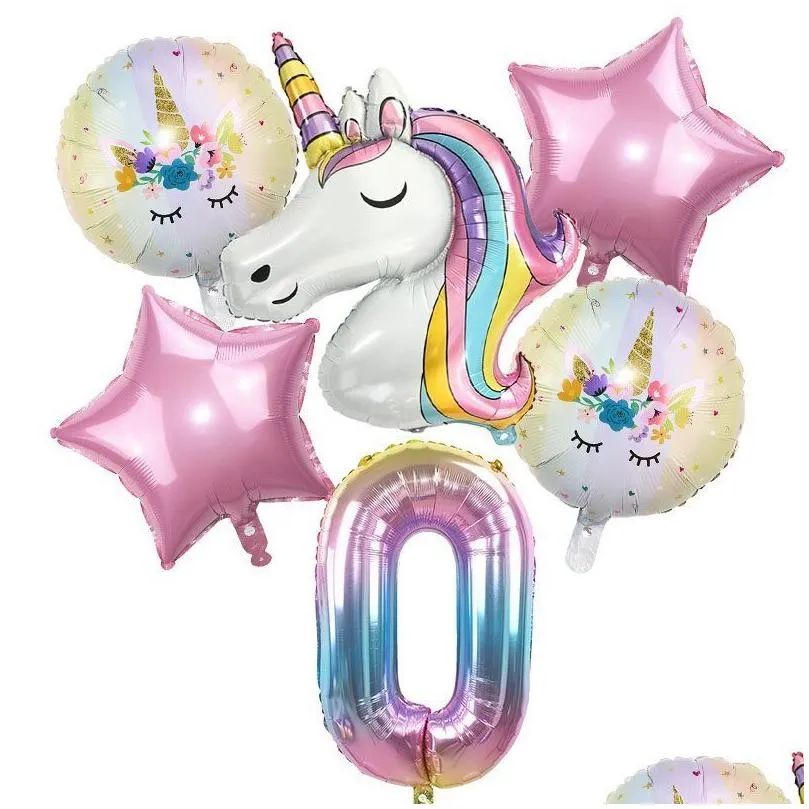 Party Decoration Rainbow Balloon Party Decoration 32 Inch Number Foil Balloons Kids Theme Birthday Supplies 1 Set Drop Delivery Home G Dhxkd