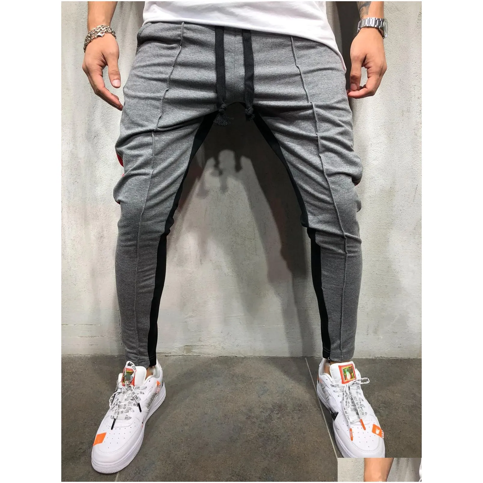 Men`S Pants Autumn Men Slim Fit Long Sweat Pants Trousers Tracksuit Bot Stiped Skinny Joggers M - 2Xl Drop Delivery Apparel Men`S Clo Dhbkg