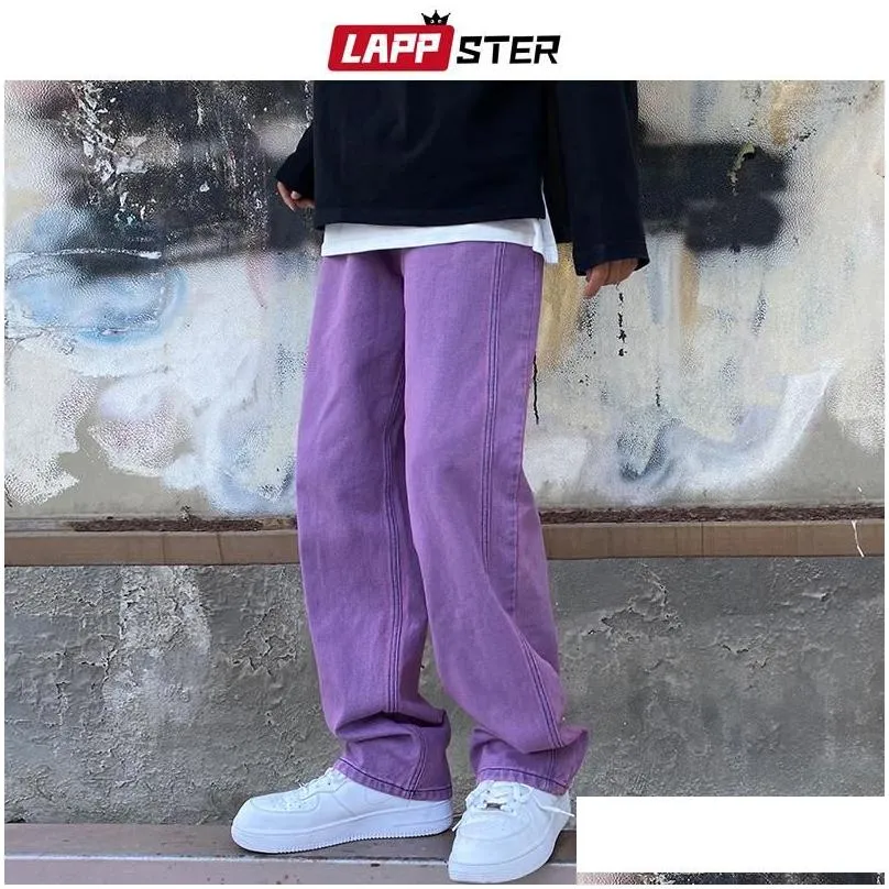 Men`S Jeans Men Purple Vintage Baggy Jean Mens Low Rise Denim Y2K Trousers Male Wide Leg Straight Streetwear Jeans Plus Size Drop Del Dhkg3