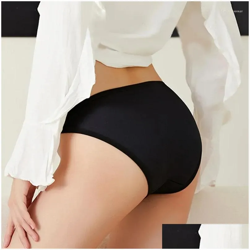 Women`S Panties Womens Panties Y Ice Silk Satin Women Low Waist Seamless Breathable Briefs Female Fashion Soft Smooth High Split Ling Dhu2Z