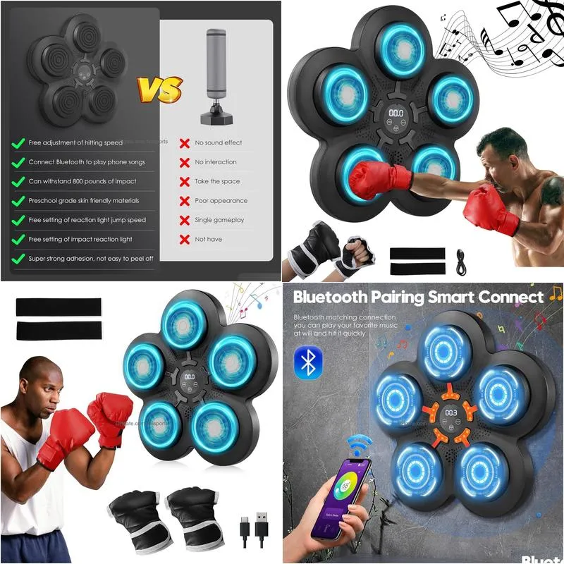 music boxing machine smart music boxing machine wall mounted with 9-level speed adjustment one punch boxing machine with led light boxing game with bluetooth