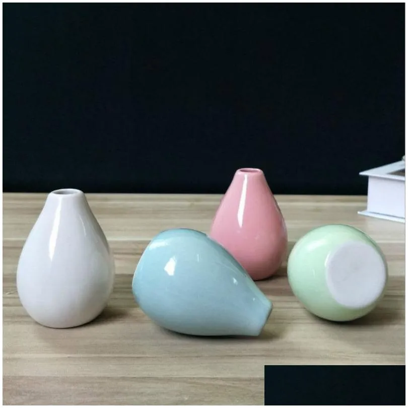 Vases Creative Home Decoration Small Ceramic Vases Modern Simple Living Room Decor Dry Flower Decorative Items Ornament Mini Vase Drop Dhkiq