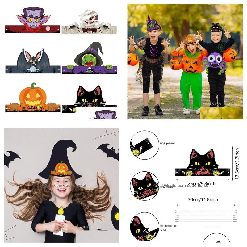 halloween decoration headband paper hat halloween children party decoration props lt549