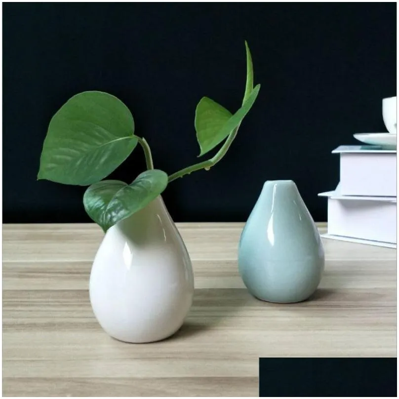 Vases Creative Home Decoration Small Ceramic Vases Modern Simple Living Room Decor Dry Flower Decorative Items Ornament Mini Vase Drop Dhkiq