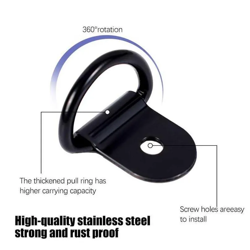 Other Interior Accessories New Stainless Steel D Shape Pl Hook Cargo Tie Down Ring For Car Truck Rv Van Trailers Hammocks And Awnings Dhrks