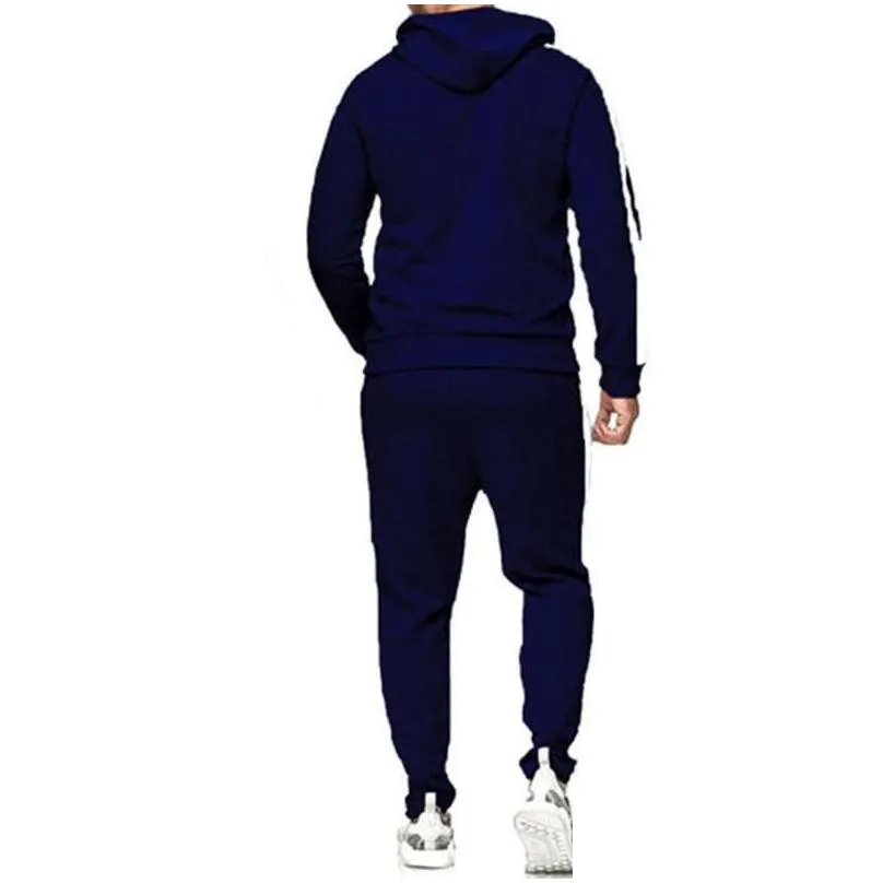 Men`S Tracksuits 2Pcs Men Hoodie Tops Joggers Pants Tracksuit Running Jogging Gym Sports Wear Hooded Pant Sweat Suit Exercise Workout Dherh