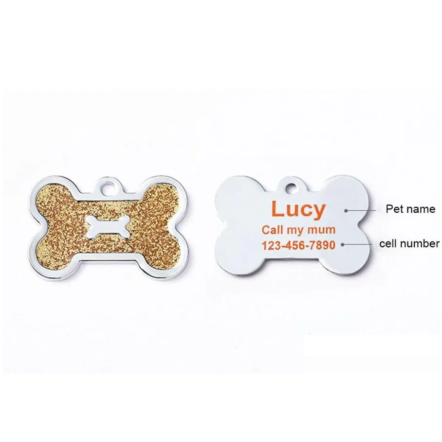 Dog Tag,Id Card Engraving Anti-Lost Dog Id Tag Identification Customized Pet Name Puppy Collar Cat Bone Tags Supplies Drop Delivery Ho Dhe3H