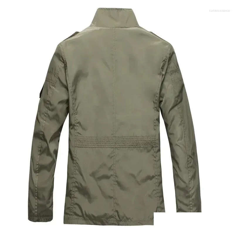 Men`S Trench Coats Mens Trench Coats Bomber Coat Men Business Jacket Long Sleeve Military Zipper Slim Autumn Korean Casual Drop Delive Dhi0B