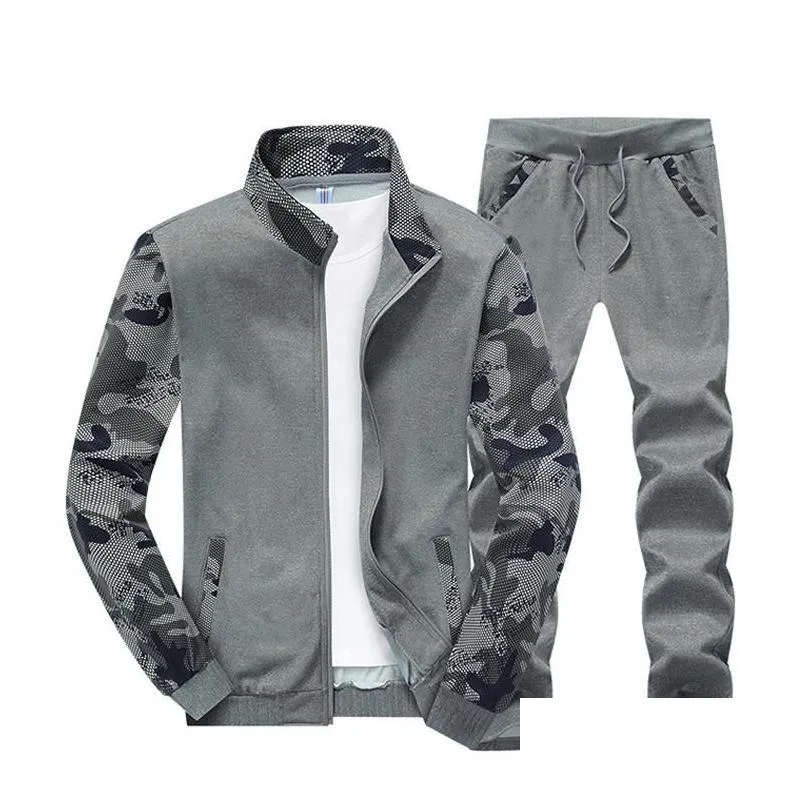 Men`S Tracksuits Spring Camouflage Tracksuit Mens Set Sportswear 2 Piece Sporting Suit Jacketaddpant Plus Size 4Xl Men Clothes Drop D Dhpxd