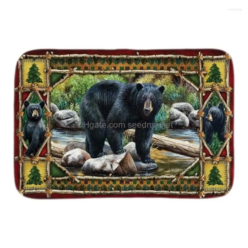 carpets rivers edge bear door mat home decor indoor outdoor doormats animals pattern soft lighteness short plush fabric bathroom mats