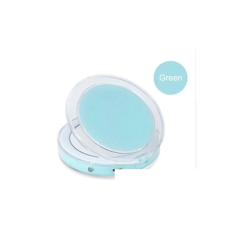 Compact Mirrors New Led Lighted Mini Makeup Mirror 3X Magnifying Compact Travel Portable Sensing Lighting Sk88 Drop Delivery Health Be Dhzvb