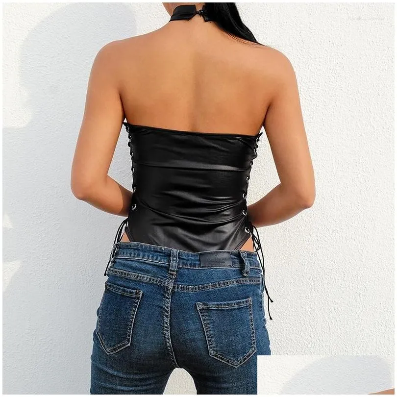 Bras Sets Y Below Open Crotch Patent Leather For Women Erotic Porn Crotchless Bodysuit Ladies Sha Latex Lingerie Set I 2 Drop Deliver Dhlch