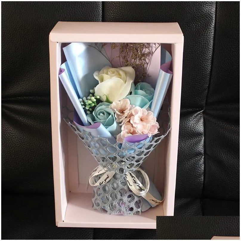 Party Favor Valentines Day Party Favor 3 Rose Soap Bouquet Wedding Decoration Gift Box Christmas Flower Bouquets Birthday Gifts For Gi Dhrqf