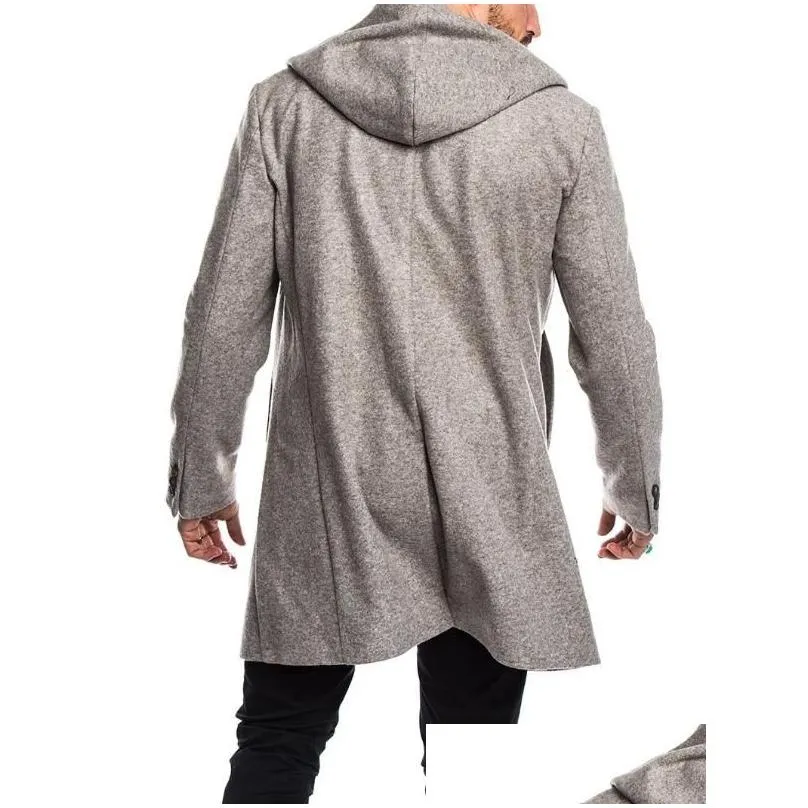 Men`S Wool & Blends Mens Long Cotton Coat Wool Blends Jacket Formal Casual Business Overall Men Trench Drop Delivery Apparel Men`S Clo Dhv3Y