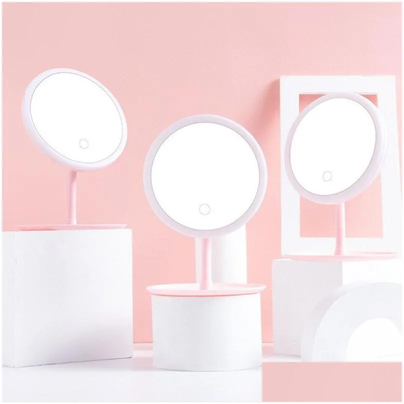 Compact Mirrors Led Lighted Makeup Mirror 3 Lighting Modes Dimmable 90 Degree Rotation Touch Sn Rechargeable Compact Cosmetic Mirrors Dhr6S