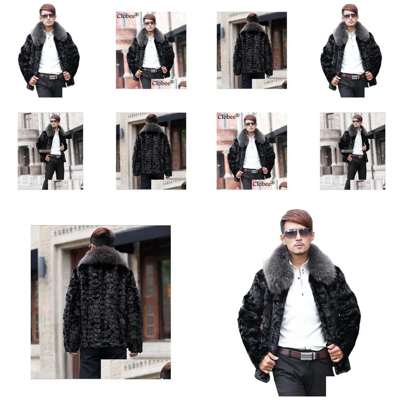 Men`S Jackets Black Mens Faux Coat Jackets Plus Size Fur Men Winter Turn-Down Collar Single Breasted Windbreakers Drop Delivery Appare Dhb8Z
