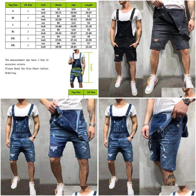 Men`S Jeans Ripped Denim Pants Men Jean Jumpsuit Overalls Suspenders Bib Dungarees Streetwear Est Europe America Drop Delivery Appare Dhhkr