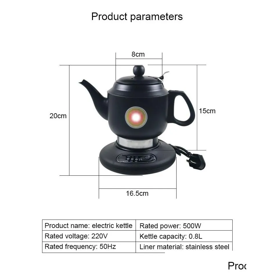 Kitchen Furniture Stainless Steel Thermal Insation Electric Kettle Teapot 0.8L 500W 220V Matic Water Heating Boiler Drop Delivery Dh7Cp