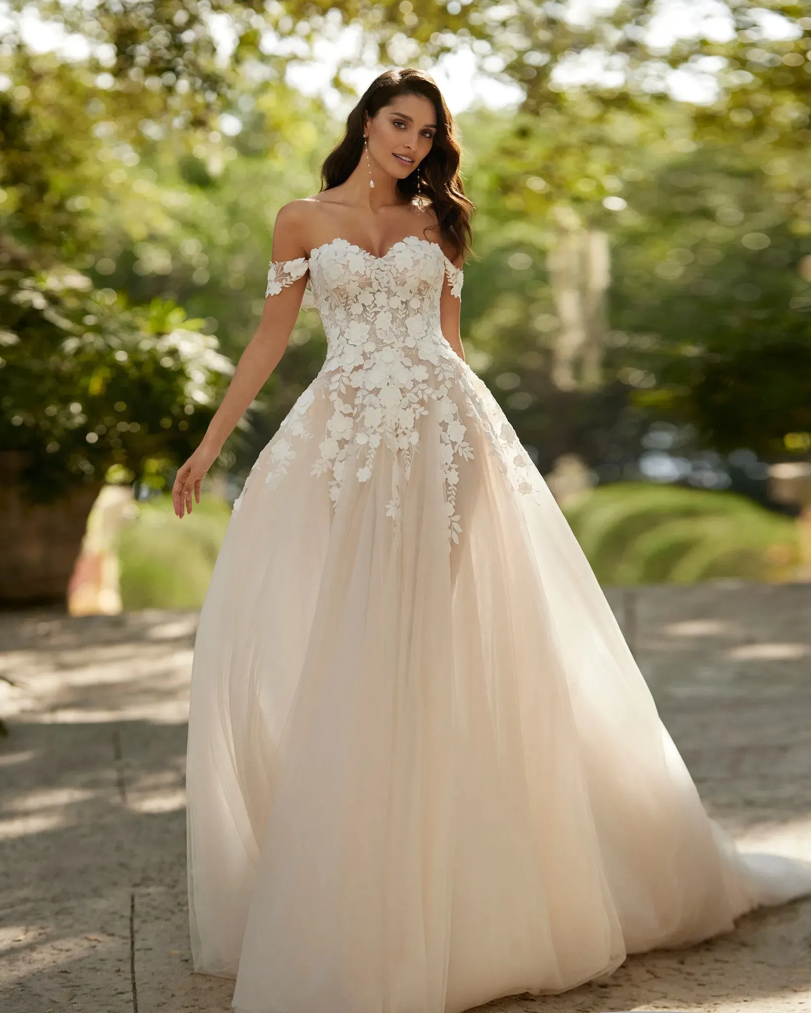Off The Shoulder 2024 Wedding Dresses Lace Appliqued Bridal Gowns For Bride Sexy Tulle A Line Vestidos De Novia YD