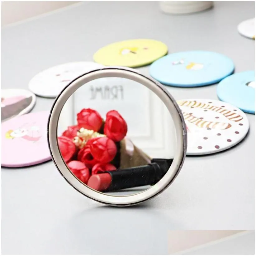 Compact Mirrors Makeup Mini Mirrors Dressing Pocket Mirror Cute Cartoon Pattern Portable Compact Cosmetic Small Beauty Drop Delivery H Dhkzc