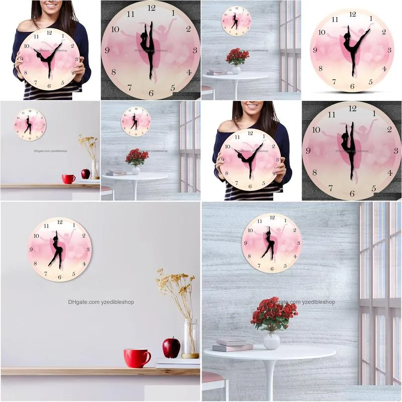 clocks wall clocks ballet dancer with arabic numerals girl bedroom decor princess pink wall clock dancing wall art ballerina moving leg