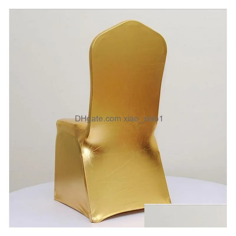 chair covers high quality 10 pcs gold spandex lycra cover for wedding party els decorations dhs 