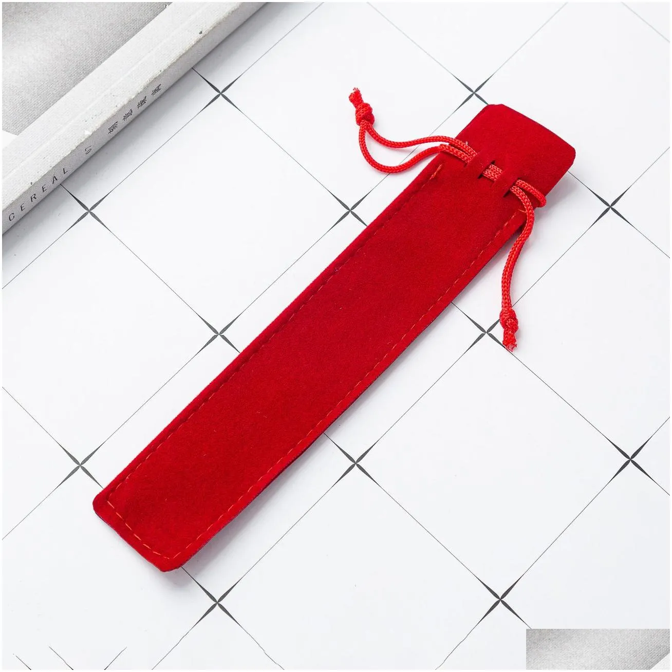 wholesale creative design plush velvet pen pouch holder single pencil bag pen case with rope office school writing supplies student christmas