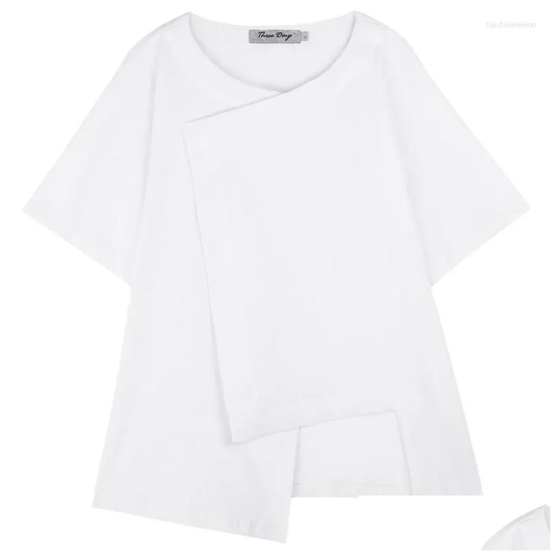 Women`S T-Shirt Summer Top Yamamoto Dark Wind T Shirt Yoji Self-Made V-Neck Irregar Hem Short-Sleeved T-Shirt Harajuku Y2K Drop Delive Dhvo6