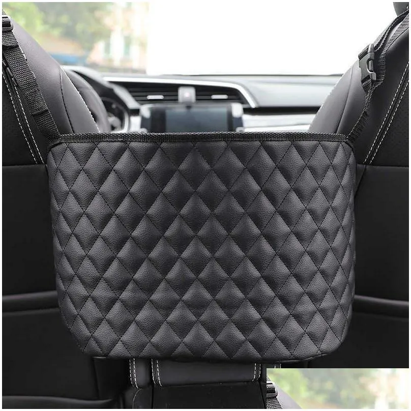 Other Interior Accessories New Pu Leather Car Handbag Holder Interior Seat Middle Box Hanger Storage Bag Hanging Pocket For Men Drop D Dhqbd