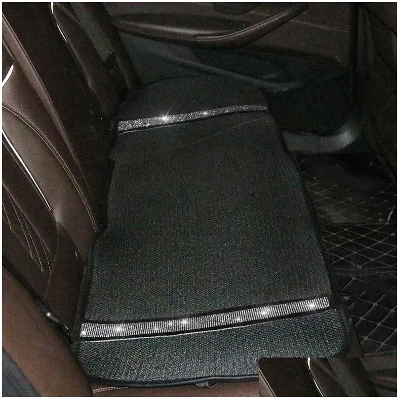 Other Interior Accessories New White Rhinestones Car Seat Ers Interior Accessories Diamond Ice Silk Cushion Pad Four Seasons Mats Drop Dhvzs