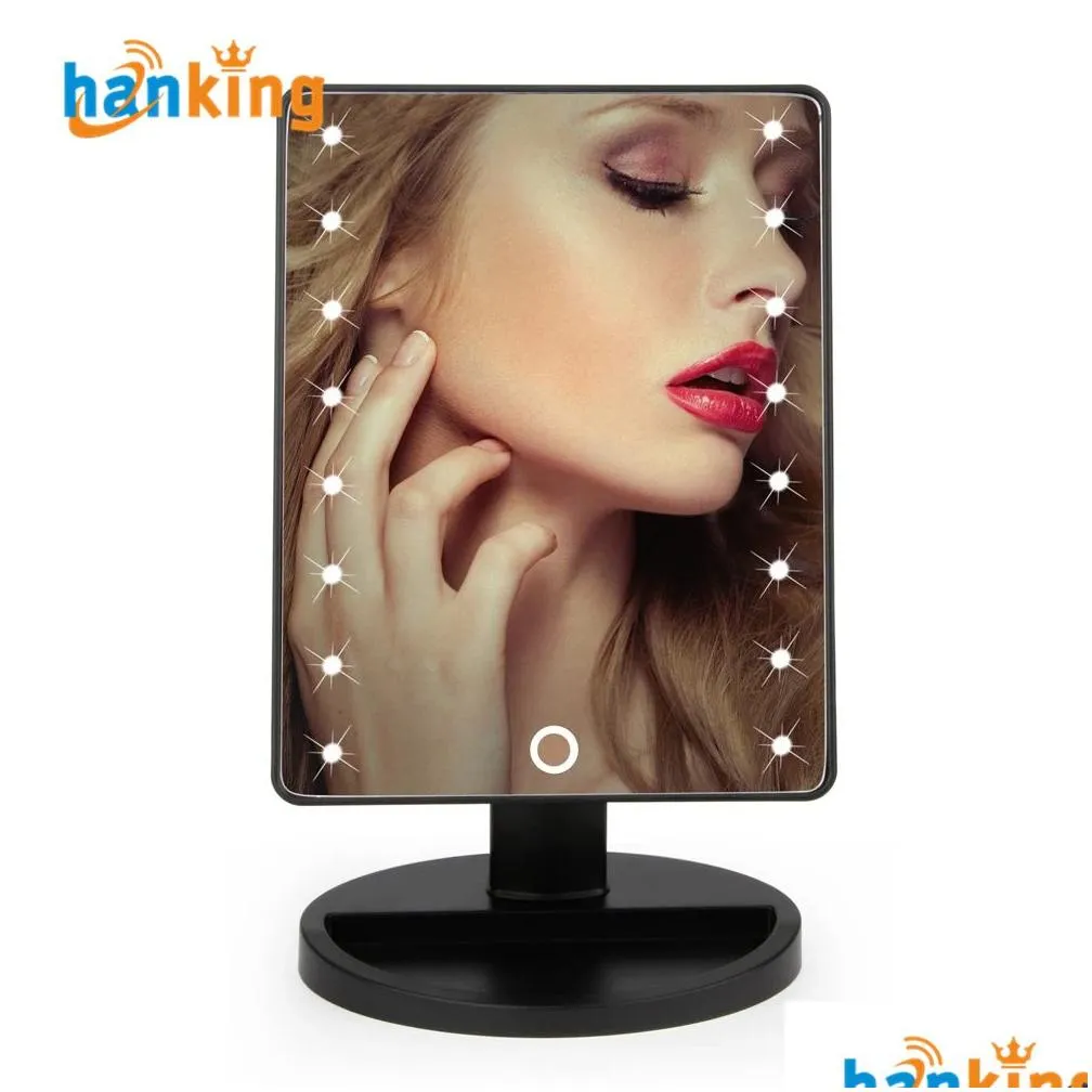 Compact Mirrors 360 Degree Rotation Touch Sn Make Up Mirrors Led Cosmetic Folding Portable Compact Pocket With 16/22 Lighting Dimmable Dhpis