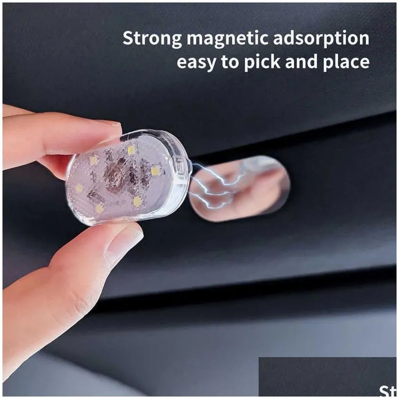 Decorative Lights Rechargeable Magnetic Touch Light Car Roof Magnets Ceiling Lamp Indoor Lighting Night Reading Interior Accessories D Dh2Ew