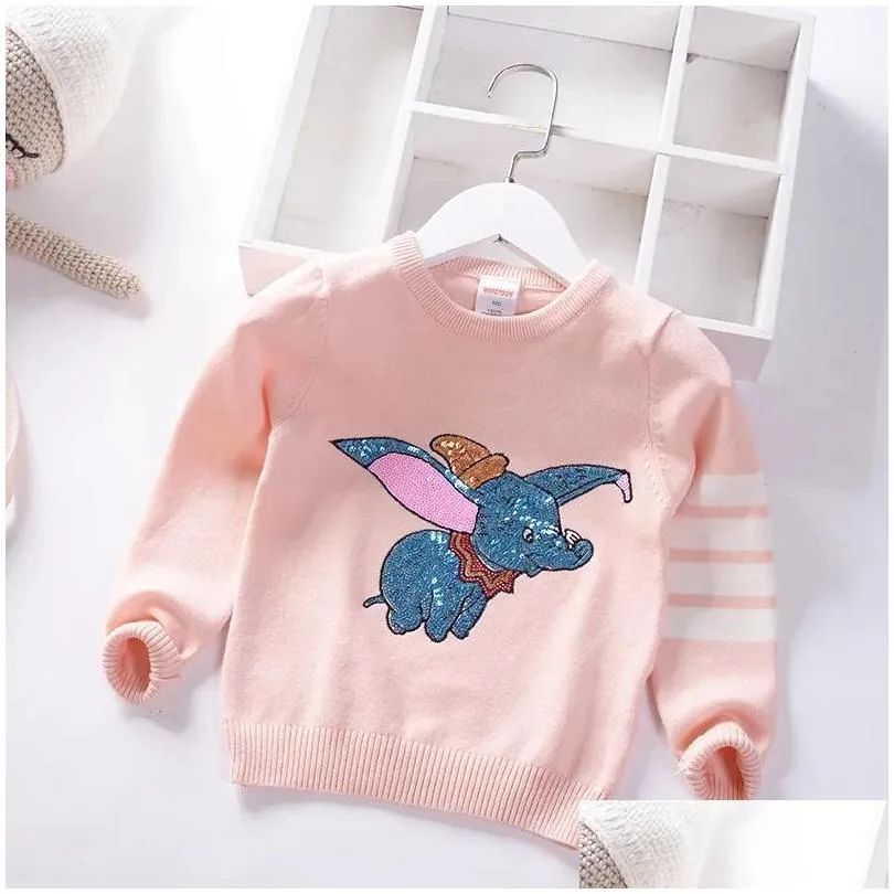 hotsell new kids sweater soft cartoon pullover sweater for girls fashion sequins childrens knitting clothes baby boy & girl jumper 3-7 y