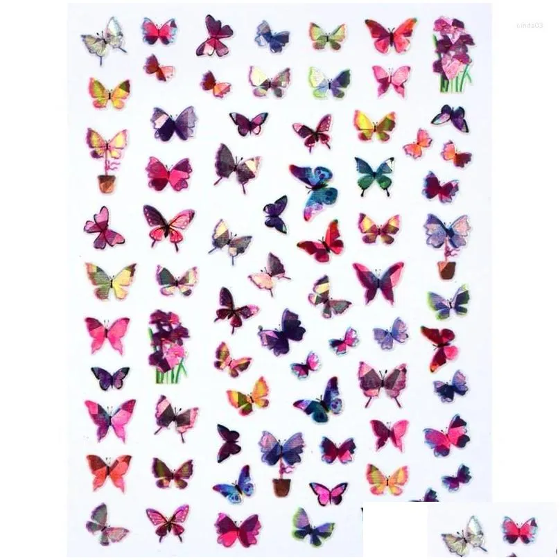 nail stickers butterfly design sticker color laser pattern 3d decorative slider beauty