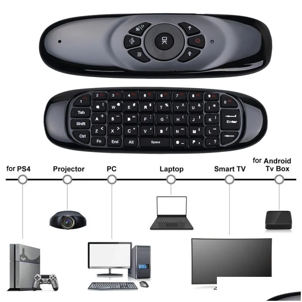 c120 gyroscope fly air mouse 6 axis sensor android remote control mini 2.4ghz wireless keyboard for andriod tv box pc