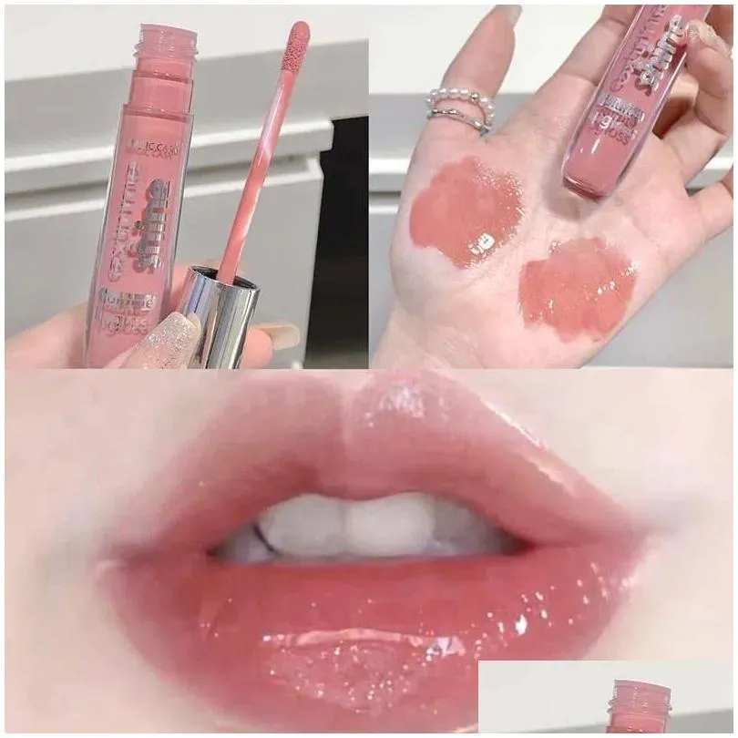lip gloss 2pcs girls transparent jelly liquid glaze dudu girl shiny lipstick waterproof lasting moisturizing
