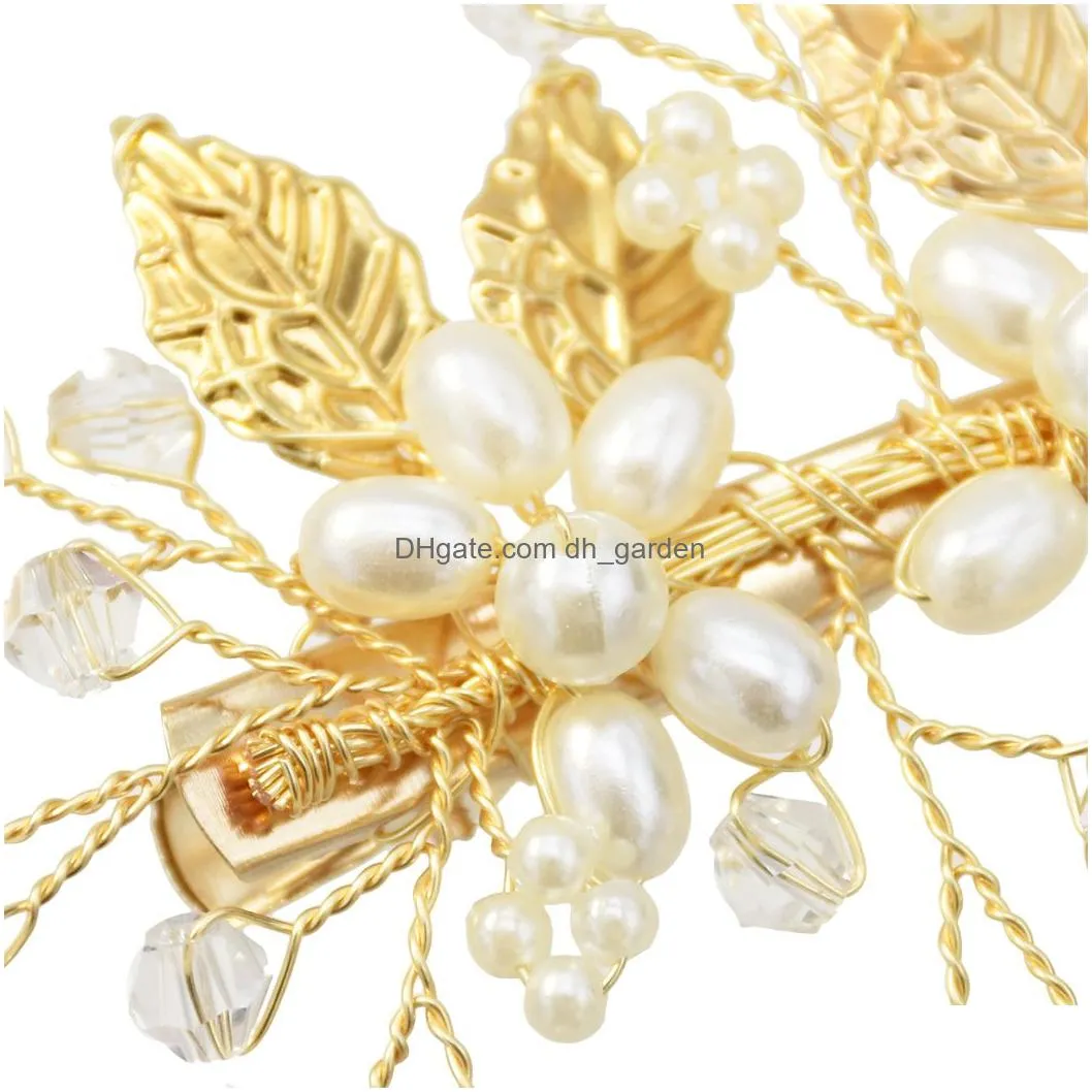 Greece Leaf Hairpins Gold Pearls Charm Greek Wedding Headband Headdress Bridal Headpiece Tiara For Women hair Clip Accessories