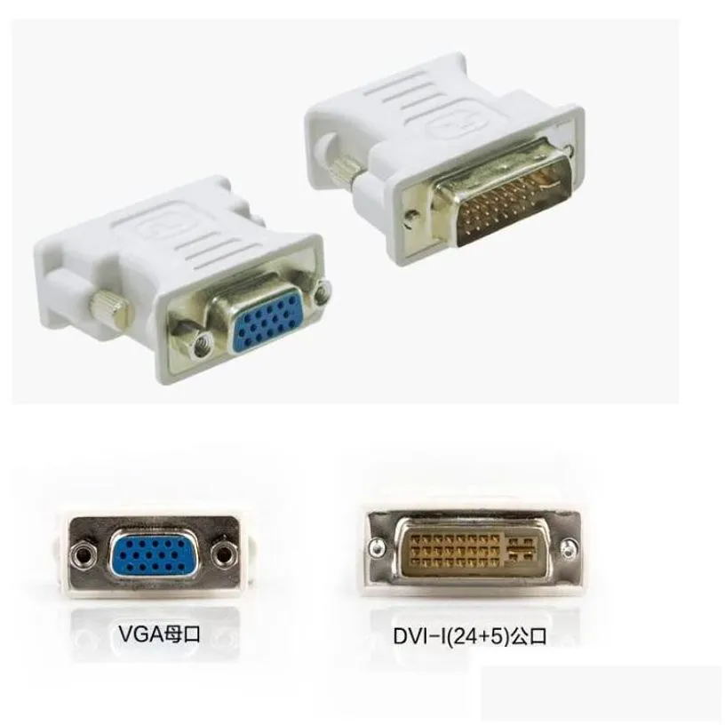 computer cables connectors 100pcs/lot dvi 24add1 / 24add5 to vga adapter dual monitor connector converter drop delivery computers netw