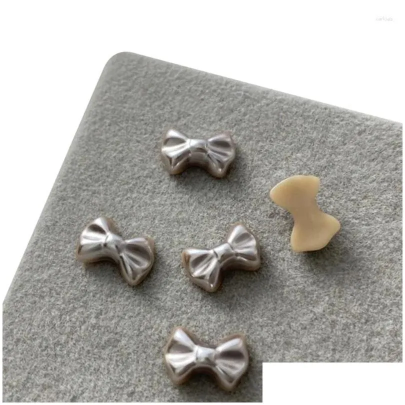 nail art decorations 3pieces 3d bowknot shaped charms metal resin pearl rhinestones manicure jewelry for diy drop