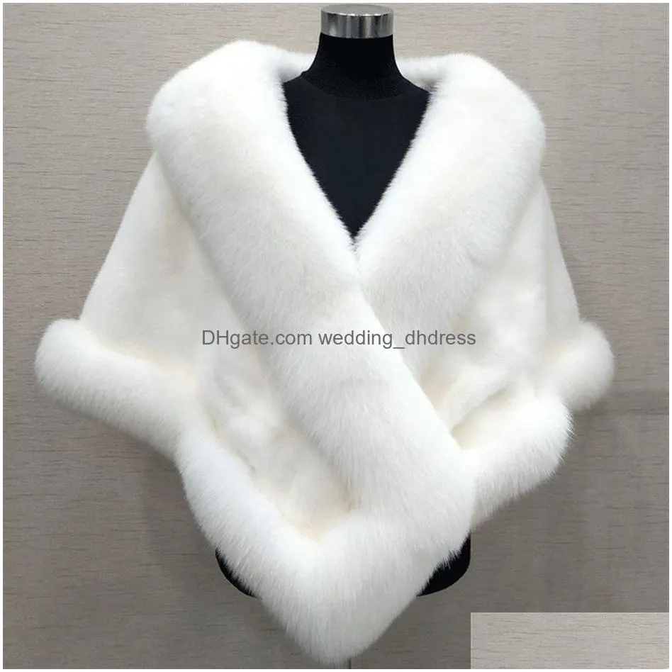 bridal wraps 10 colors mixed orders autumn winter long fox faux fur evening dress shawl cloak scarf female party cocktail187w