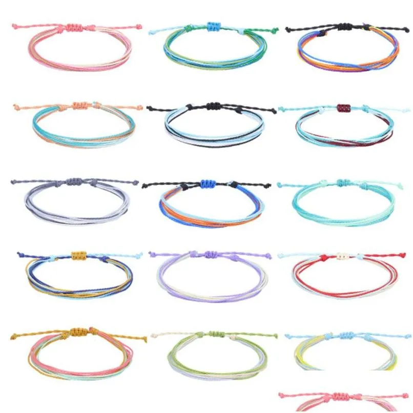 Handmade Woven Braided Rope Waterproof Anklets For Women Lady Girl Colorful Summer Beach Fashion Jewelry