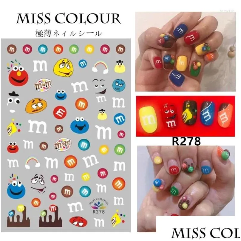 nail stickers 2024 1pcs art sticker avocado tulip animal pattern charm back glue designs decoration manicure