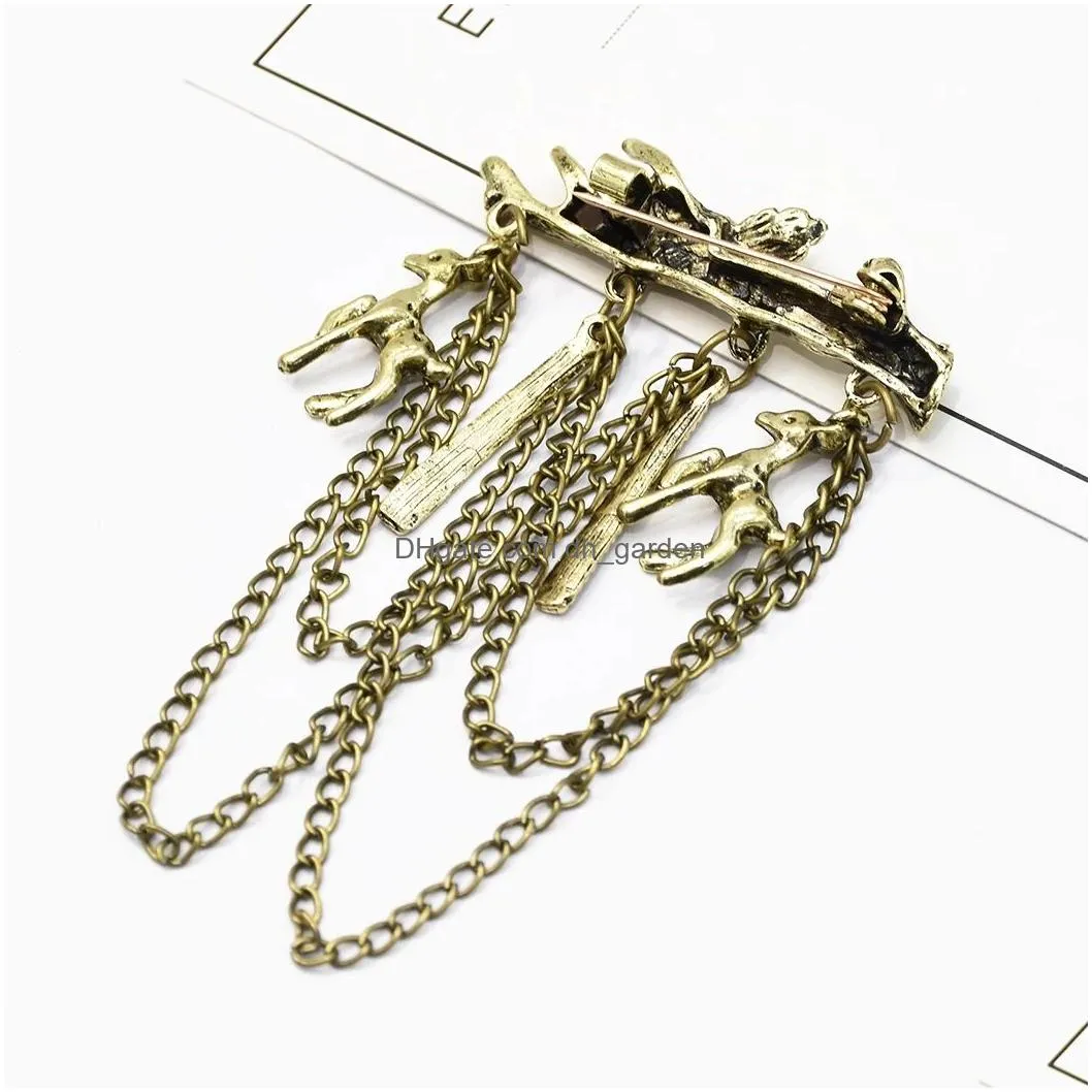 2 Colors Alloy Antlers Brooches Coat Pins Collar Chain Women Men Suit Dress Accessories