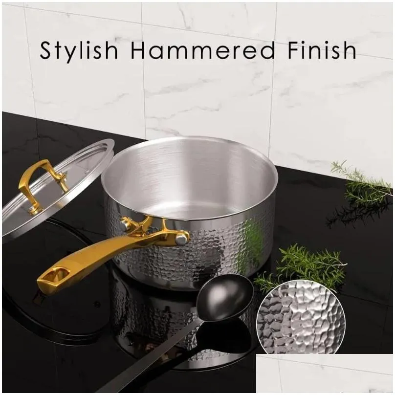 cookware sets pots and pans set tri-ply stainless steel hammered kitchen induction compatible